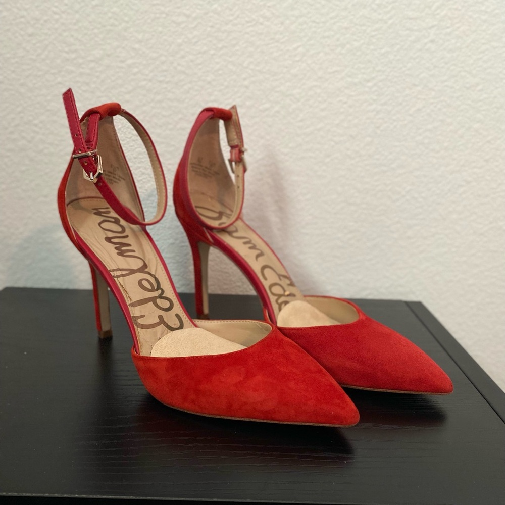 Sam Edelman pointed toe pumps ankle strap red pumps HARLOW Size 7